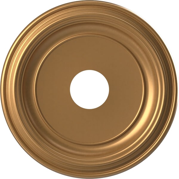 Ekena Millwork Traditional PVC Medallion (Canopies up to 9 1/2"), 16"OD x 3 1/2"ID x 1 3/8"P, Bright Coat Gold CMP16TRBGL - main